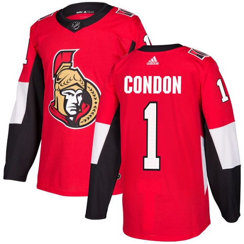 Adidas Men Ottawa Senators 1 Mike Condon Red Home Authentic Stitched NHL Jersey